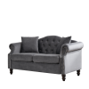 LUXE 57" GREY VELVET CHESTERFIELD SOFA – TUFTED 2 SEATER WITH ROLLED ARMS & NAILHEADS | ELEGANT COUCH FOR LIVING ROOM, BEDROOM, OFFICE