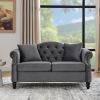 LUXE 57" GREY VELVET CHESTERFIELD SOFA – TUFTED 2 SEATER WITH ROLLED ARMS & NAILHEADS | ELEGANT COUCH FOR LIVING ROOM, BEDROOM, OFFICE