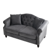 LUXE 57" GREY VELVET CHESTERFIELD SOFA – TUFTED 2 SEATER WITH ROLLED ARMS & NAILHEADS | ELEGANT COUCH FOR LIVING ROOM, BEDROOM, OFFICE