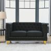 Velvet Sofa for Living Room,Buttons Tufted Square Arm Couch, Modern Couch Upholstered Button and Metal Legs, Sofa Couch f