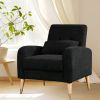 Chic Mid-Century Modern Accent Chair | Plush Upholstered Armchair with Sleek Metal Legs – Perfect Living Room Single Sofa