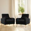 Chic Mid-Century Modern Accent Chair | Plush Upholstered Armchair with Sleek Metal Legs – Perfect Living Room Single Sofa