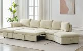 LUXURY 146.9" L-SHAPED SECTIONAL SOFA BED W/ STORAGE OTTOMAN, CHAISE & USB PORTS | PULL-OUT COUCH FOR LIVING ROOM