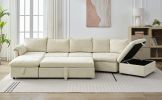 LUXURY 146.9" L-SHAPED SECTIONAL SOFA BED W/ STORAGE OTTOMAN, CHAISE & USB PORTS | PULL-OUT COUCH FOR LIVING ROOM