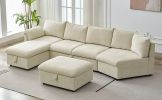 LUXURY 146.9" L-SHAPED SECTIONAL SOFA BED W/ STORAGE OTTOMAN, CHAISE & USB PORTS | PULL-OUT COUCH FOR LIVING ROOM