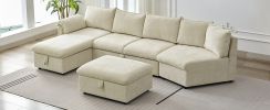 LUXURY 146.9" L-SHAPED SECTIONAL SOFA BED W/ STORAGE OTTOMAN, CHAISE & USB PORTS | PULL-OUT COUCH FOR LIVING ROOM