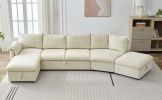 LUXURY 146.9" L-SHAPED SECTIONAL SOFA BED W/ STORAGE OTTOMAN, CHAISE & USB PORTS | PULL-OUT COUCH FOR LIVING ROOM