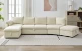 LUXURY 146.9" L-SHAPED SECTIONAL SOFA BED W/ STORAGE OTTOMAN, CHAISE & USB PORTS | PULL-OUT COUCH FOR LIVING ROOM