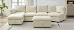 LUXURY 146.9" L-SHAPED SECTIONAL SOFA BED W/ STORAGE OTTOMAN, CHAISE & USB PORTS | PULL-OUT COUCH FOR LIVING ROOM