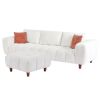 Luxurious Cream Convertible Sectional Sofa | Modern L-Shaped Fabric Couch for Living Room & Office | Stylish White Marshmallow Design