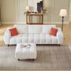 Luxurious Cream Convertible Sectional Sofa | Modern L-Shaped Fabric Couch for Living Room & Office | Stylish White Marshmallow Design