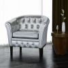 Tub Chair Silver Faux Leather