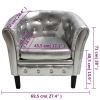 Tub Chair Silver Faux Leather