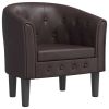 Tub Chair Brown Faux Leather