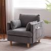 29.5 "W Modern Fabric Decorative Chair Armchair Upholstered Reading Chair Single Sofa Casual Club Chair with Solid Wooden Feet and 2 Pillow, for livin