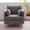 29.5 "W Modern Fabric Decorative Chair Armchair Upholstered Reading Chair Single Sofa Casual Club Chair with Solid Wooden Feet and 2 Pillow, for livin