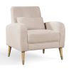 Chic Mid-Century Modern Accent Chair | Plush Upholstered Armchair with Sleek Metal Legs – Perfect Living Room Single Sofa