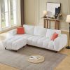 Luxurious Cream Convertible Sectional Sofa | Modern L-Shaped Fabric Couch for Living Room & Office | Stylish White Marshmallow Design