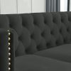 Velvet Sofa for Living Room,Buttons Tufted Square Arm Couch, Modern Couch Upholstered Button and Metal Legs, Sofa Couch f