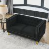 Velvet Sofa for Living Room,Buttons Tufted Square Arm Couch, Modern Couch Upholstered Button and Metal Legs, Sofa Couch f