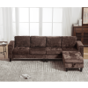 Ultimate 5-Seat Modular Sofa with Storage Ottoman | Convertible L-Shaped Sectional Couch | Reversible Chaise & Riveted Design