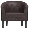 Tub Chair Brown Faux Leather