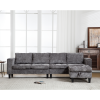 Ultimate 5-Seat Modular Sofa with Storage Ottoman | Convertible L-Shaped Sectional Couch | Reversible Chaise & Riveted Design