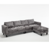 Ultimate 5-Seat Modular Sofa with Storage Ottoman | Convertible L-Shaped Sectional Couch | Reversible Chaise & Riveted Design