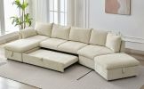 LUXURY 146.9" L-SHAPED SECTIONAL SOFA BED W/ STORAGE OTTOMAN, CHAISE & USB PORTS | PULL-OUT COUCH FOR LIVING ROOM