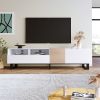 Modern TV Stand for 80'' TV with Double Storage Space, Media Console Table, Entertainment Center with Drop Down Door for Living Room, Bedroom, Home Th