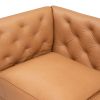 92" LUXE GENUINE LEATHER SOFA - 3-SEATER TUFTED COUCH WITH FEATHER-DOWN TOPPER FOR LIVING ROOM | ELEGANT GRAIN LEATHER FURNITURE