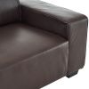 RETRO BROWN PU SINGLE SEAT SOFA | FULLY DETACHABLE ARMRESTS & SIDE POCKETS | 136x96x83cm | INDOOR COMFORT