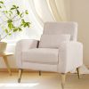 Chic Mid-Century Modern Accent Chair | Plush Upholstered Armchair with Sleek Metal Legs – Perfect Living Room Single Sofa