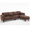 Ultimate 5-Seat Modular Sofa with Storage Ottoman | Convertible L-Shaped Sectional Couch | Reversible Chaise & Riveted Design