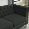 Velvet Sofa for Living Room,Buttons Tufted Square Arm Couch, Modern Couch Upholstered Button and Metal Legs, Sofa Couch f