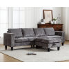 Ultimate 5-Seat Modular Sofa with Storage Ottoman | Convertible L-Shaped Sectional Couch | Reversible Chaise & Riveted Design