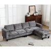 Ultimate 5-Seat Modular Sofa with Storage Ottoman | Convertible L-Shaped Sectional Couch | Reversible Chaise & Riveted Design