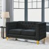 Velvet Sofa for Living Room,Buttons Tufted Square Arm Couch, Modern Couch Upholstered Button and Metal Legs, Sofa Couch f